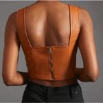 Anthropologie  Maeve Faux Leather Notch Tank Cognac Brown‎ Cropped Size 10 Photo 1