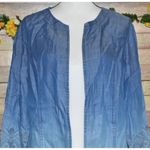 Chico's 1 Blue Ombre Open Front Chambray Shacket Jacket Size M 8 Pockets Photo 1