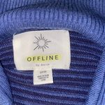 Aerie navy blue ribbed knit quarter zip sweater with a relaxed fit Photo 4