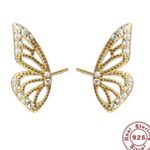 Boutique NEW Gold Plated S925 Half Butterfly Mismatch Diamond Simulate Stud Earrings 0.5” Photo 9