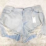 Good American Bombshell Denim Shorts Cutoffs Distressed Button Fly Size 16 New Photo 3