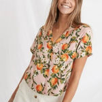Marine layer EUC Pink Citrus Print Short Sleeve Lucy Top, Size Medium Photo 0