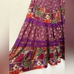 Vintage 90s Carole Little Silk Boho Patchwork Skirt 14W Purple Photo 6
