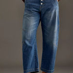 Pilcro The Arni Mid-Rise Button Front Barrel Pant Medium Wash Size 16 Photo 0