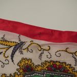 Vintage 100% Silk Psychedelic Paisley Rectangle Scarf VTG Red Gold Hand Rolled Photo 4