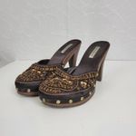 Bamboo  Womens Shoes Size 7 Brown‎ Copper Fashion Sequin Slip On Heels Mules Photo 4