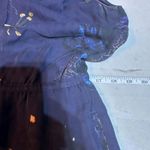 Babaton Aritzia Women's Floral Silk Benedict Sleeveless Shirt Dress Navy Medium Photo 3