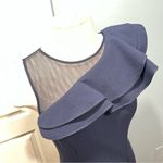 Eliza J . Navy Blue One Shoulder Illusion Ruffle Mermaid Gown Size 6 Photo 4