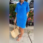 Banana Republic Blue Lace Scalloped Hem Bell Flutter Sleeves Polo Dress Size XS Photo 1