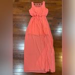 Three Hearts Pink chiffon lattice back maxi dress size medium Photo 4