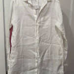Frank & Eileen  100% Linen White Button Down Blouse Tunic Long Sleeve Shirt Med. Photo 0