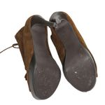 N.Y.L.A. Sabie Brown Suede Tassel Booties Peep Toe Lace Up Ankle Boots 7.5 Boho Photo 6