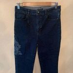 Massimo Dutti NWT Mossimo Dutti Floral Embroidered Straight Leg Dark Wash Crop Raw Hem Jeans Photo 0