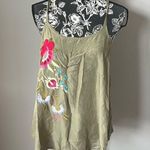 Anthropologie  Akemi and Kim tank top floral embroidered moss green small NWT Photo 3