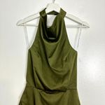 Elliatt  Camo Asymmetric Satin Cocktail Dress in Khaki Size X-Small Photo 5