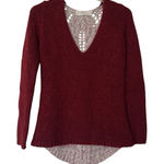 ZARA Knit mohair wool crochet Burgundy V-Neck Sweater S Photo 0