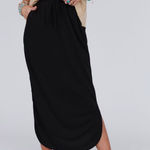 Three Bird Nest Black So Comfy Drawstring Maxi Skirt Size M Photo 0