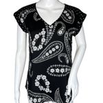 EXPRESS ‎ Shirt Women XS Black White Paisley Neutral Office Casual Versatile Photo 0