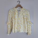 Intermix  Maura Ruffled Long Sleeve Silk Floral Blouse Yellow size 2 $228 Photo 3