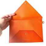 SANTONI Grain Leather Envelope Clutch Orange NEW IN BOX/DUSTBAG Photo 1