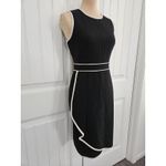 Calvin Klein  Black Sheath Dress With White Piping Sleeveless Sz 6 Lined Photo 1
