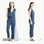 J.Crew Sleeveless Blue V Neck Jumpsuit Photo 1