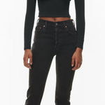 Aritzia Denim Forum The Yoko High Rise Slim Jeans High Waisted Black Size 25 Photo 0