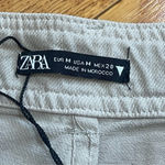 ZARA  high waisted beige baggy cargo pants jeans cotton wide legs Sz M Photo 5