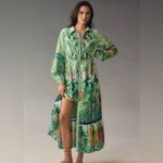Anthropologie Long-Sleeve Printed Maxi Shirt Dress Jungle Print Photo 1