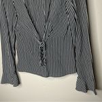 ZARA  Trafaluc  Black and White Striped Tie-Front Long Sleeve Blouse Size Small Photo 7