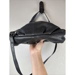 Margot Foldover Crossbody Shoulder Strap Hobo Bag Purse Black Leather Minimal Photo 4