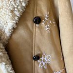 Free People NWT Driftwood tan faux suede Sherpa lined boho western penny lane coat jacket L Photo 5