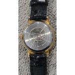 Milan Vintage Gold Tone Black Leather Band Moon Phase Dial Ladies Watch MLN786 Photo 5