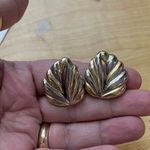 Unique Vintage Vintage Two Tone Leaf Clip on statement Earrings Photo 1