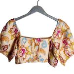 Seafolly  Puff Sleeve Linen Crop Top Spring Festival Nectar NEW Photo 0