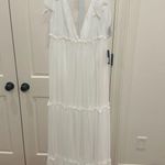 Mac Duggal Ieena x  - White Tiered V-Neck Plunging Maxi Dress - Size 6 70188 Photo 5