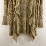 Karen Kane Vintage 90’s Beige Tan Shimmer Bell Sleeve Crochet Duster Cardigan Photo 5