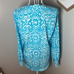 James Perse Standard  Women's 2 Ikat Print Popover Top Blue & White Long Sleeve Photo 1