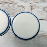 Vintage Clip On Earrings Large Cream & Blue Statement Circle Photo 4