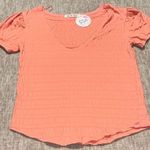 We The Free Large Free People coral puckered top short sleeve V neck Photo 0