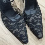 St. John  Italian Pumps Pointed Toe Kitten Heels Black Lace Sparkle Women’s 8.5 Photo 1