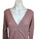 Anthropologie  Eri+Ali Pink Knit  V-neck Midi Long Sleeve Boho Sweater Dress Sz M Photo 2