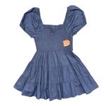 NEW Arula Laine Babydoll Dress Short Puff Sleeve Mini Denim Blue Amazing 1X Photo 4