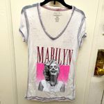 Marilyn Monroe  Sheer Tee Shirt V Neck Glitter Graphic Photo 10