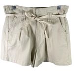 Kensie  Jeans The High Rise Short Women's Size 6/28 Beige Paper Bag Waist Pleated Photo 0