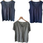 Lands' End Lot of 3 100% Cotton  LL Bean Polka Dot Solids Smocking Basic Tops XL Photo 2