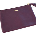 GiGi New York Womens Pebbled Leather Zip Rectangular Clutch Handbag Wine‎ Red Photo 0