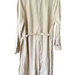 Madewell NWT Drapey Twill Belted Trench Coat Muted Stone Khaki Size Large Photo 5
