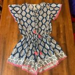 Matilda Jane  Romper Medium Blue and Pink Patterned Shorts Boho Photo 0
