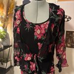 Vintage Floral Black Midi Dress with shawl Size undefined Photo 1